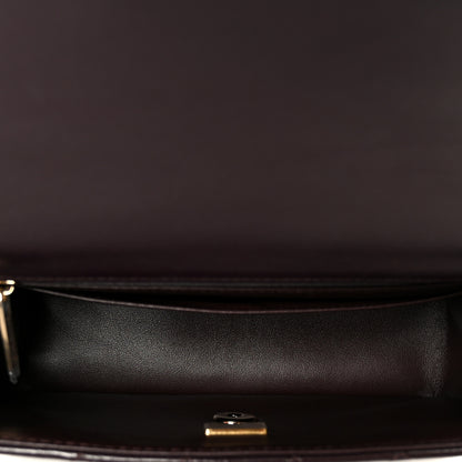 Chanel Lambskin Quilted Mini Top Handle Rectangular Flap Dark Brown 5 of 12