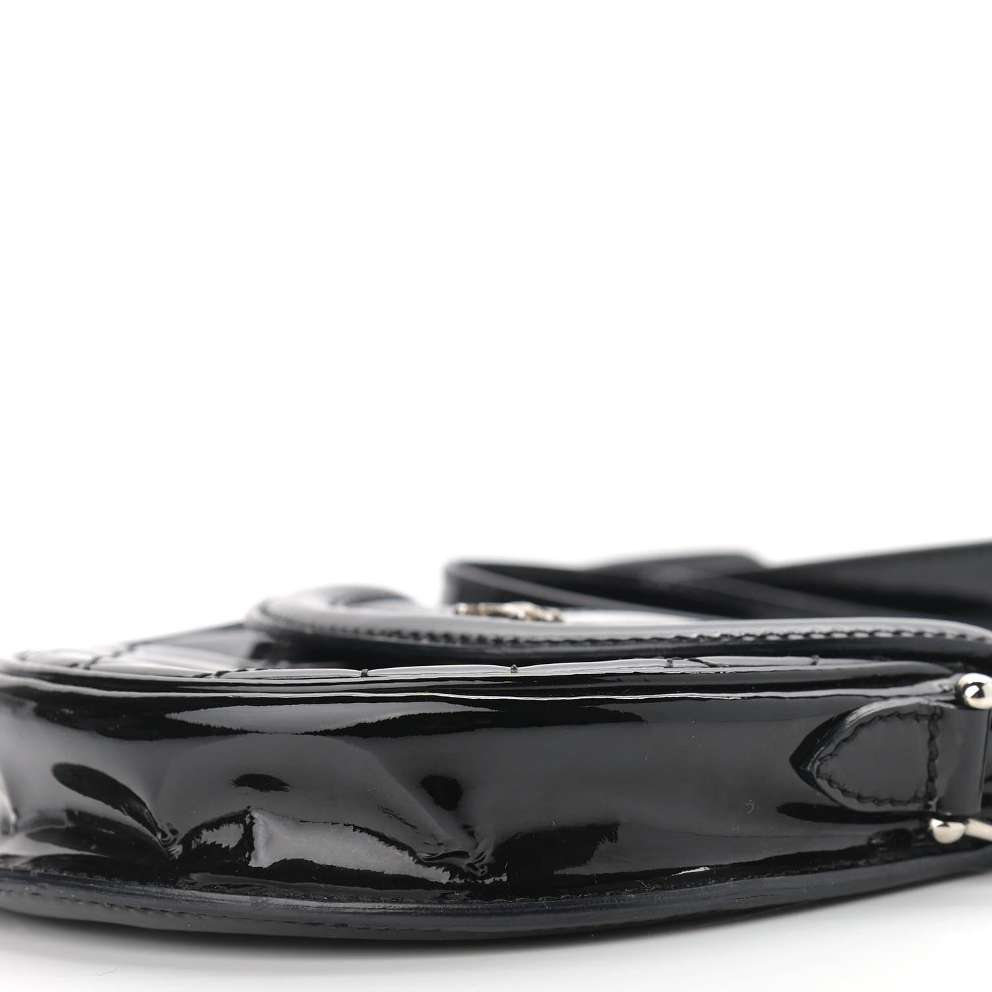 Patent Calfskin Quilted Mini Crossbody Bag Black