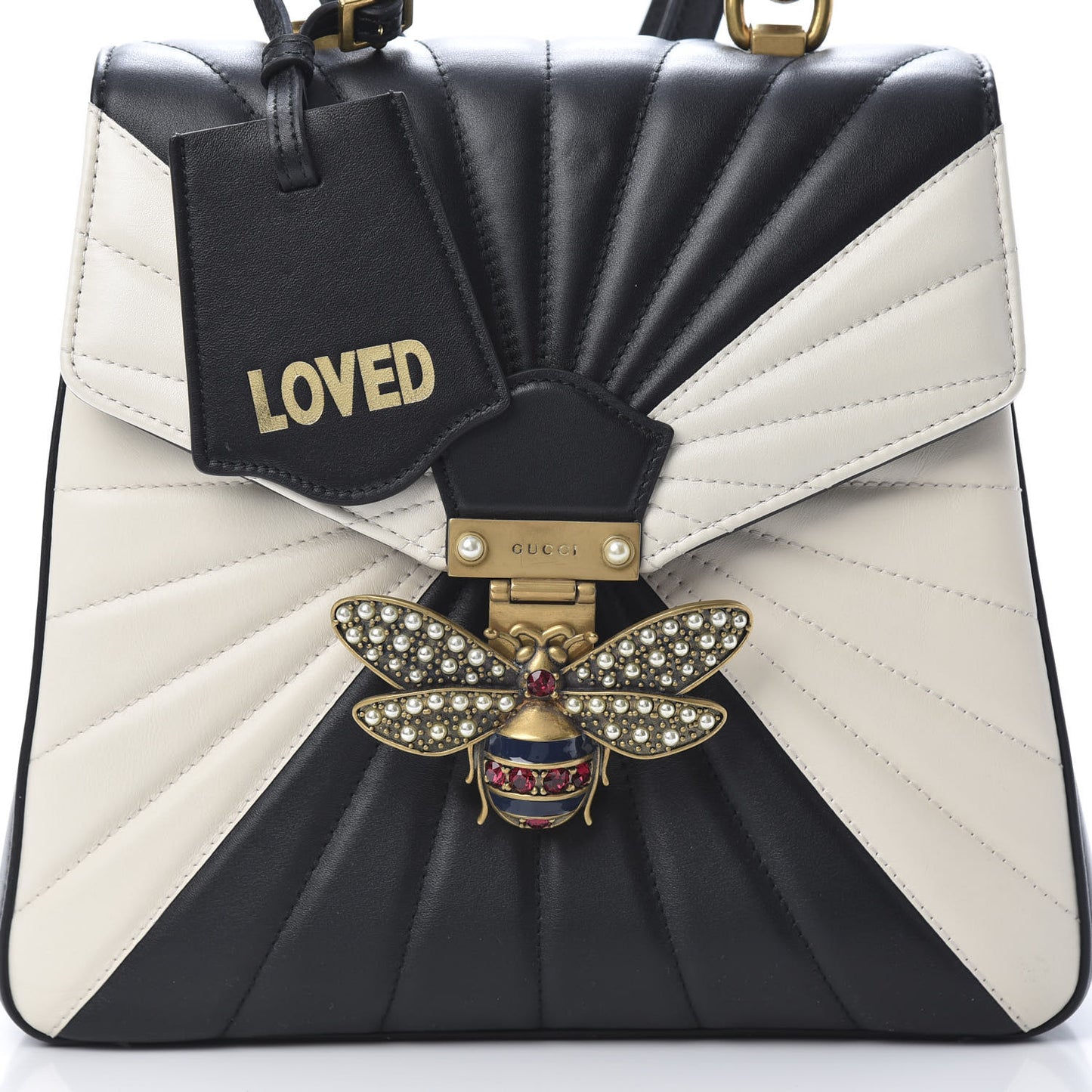 Calfskin Bamboo Trapuntata Queen Margaret Backpack Mystic White Black