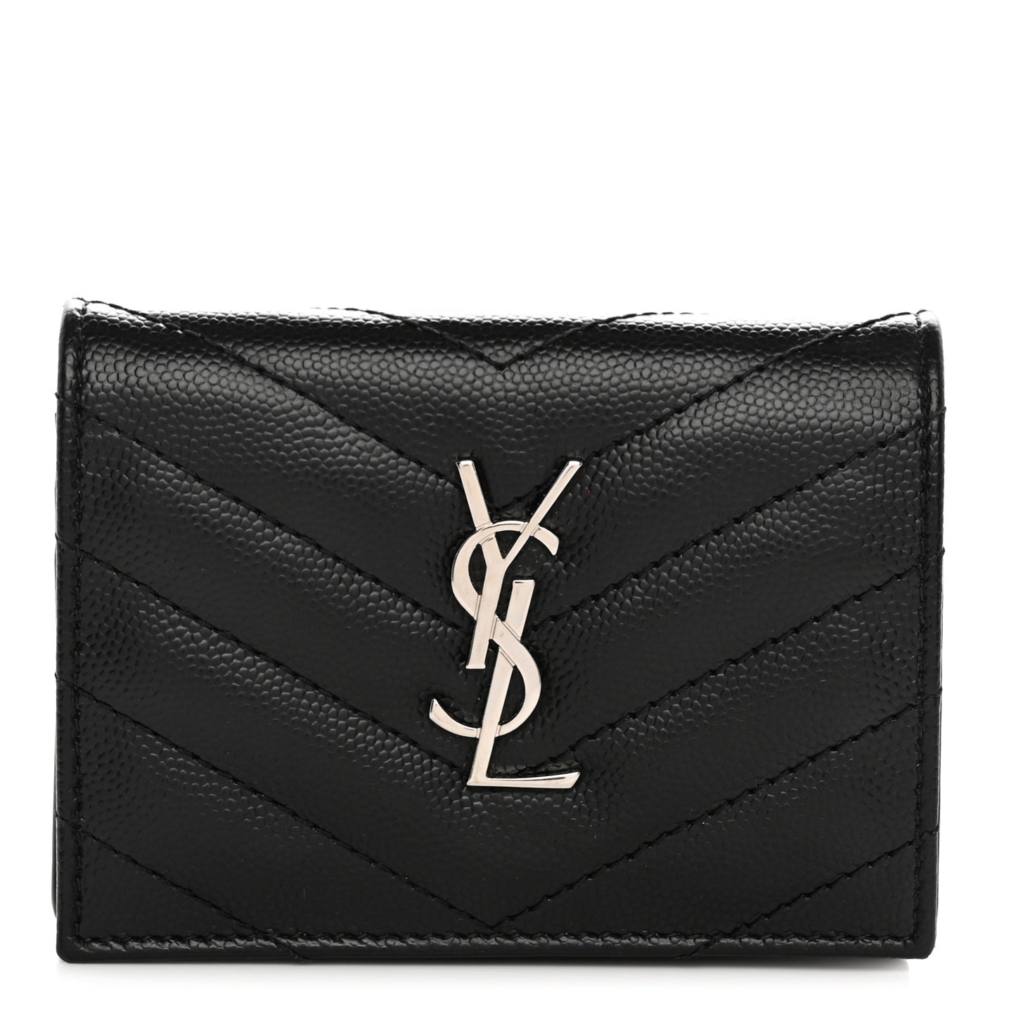 Grain De Poudre Matelasse Chevron Monogram Card Case Black