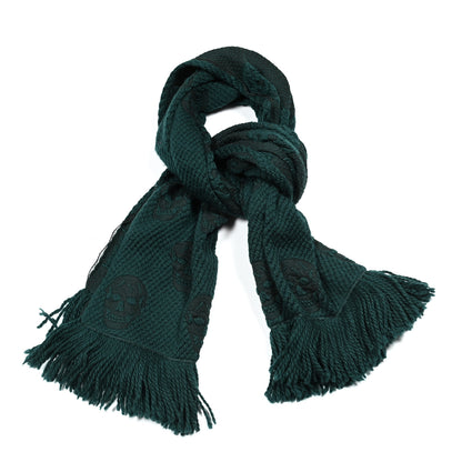 Alexander McQueen Wool Large Reversible Skull Scarf Blue Green 1 of 5