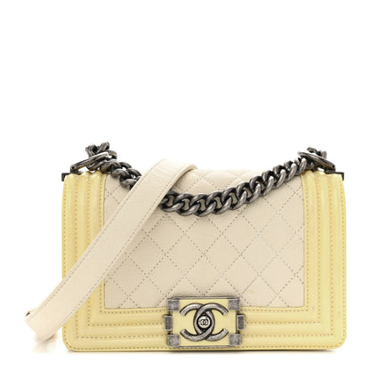 Chanel Goatskin Quilted Patent Small Duo Boy Flap White 1 of 14