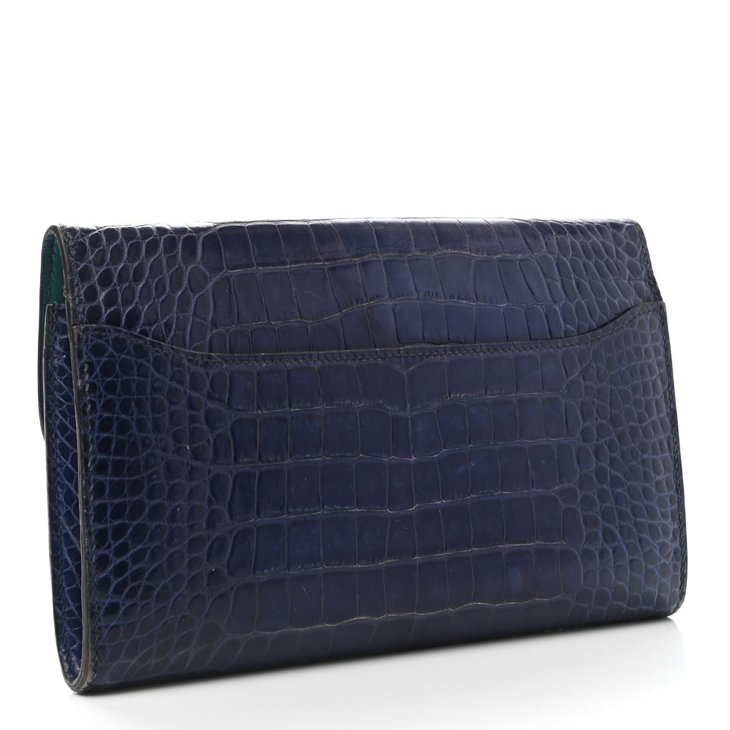 Shiny Alligator Verso Constance Long Wallet Bleu Saphir Bleu Paon