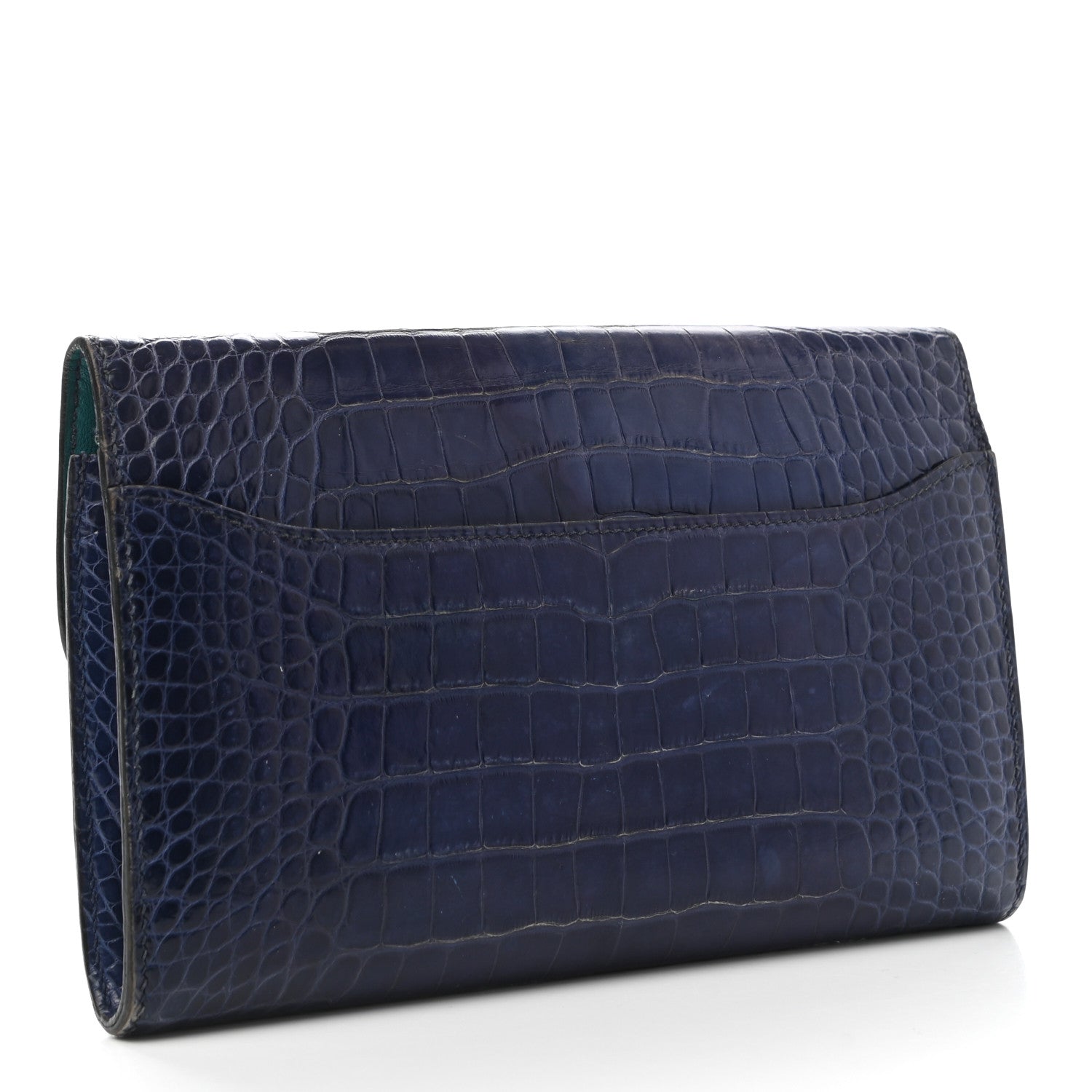 Hermes Shiny Alligator Verso Constance Long Wallet Bleu Saphir Bleu Paon 3 of 7