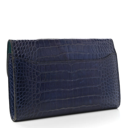 Hermes Shiny Alligator Verso Constance Long Wallet Bleu Saphir Bleu Paon 3 of 7