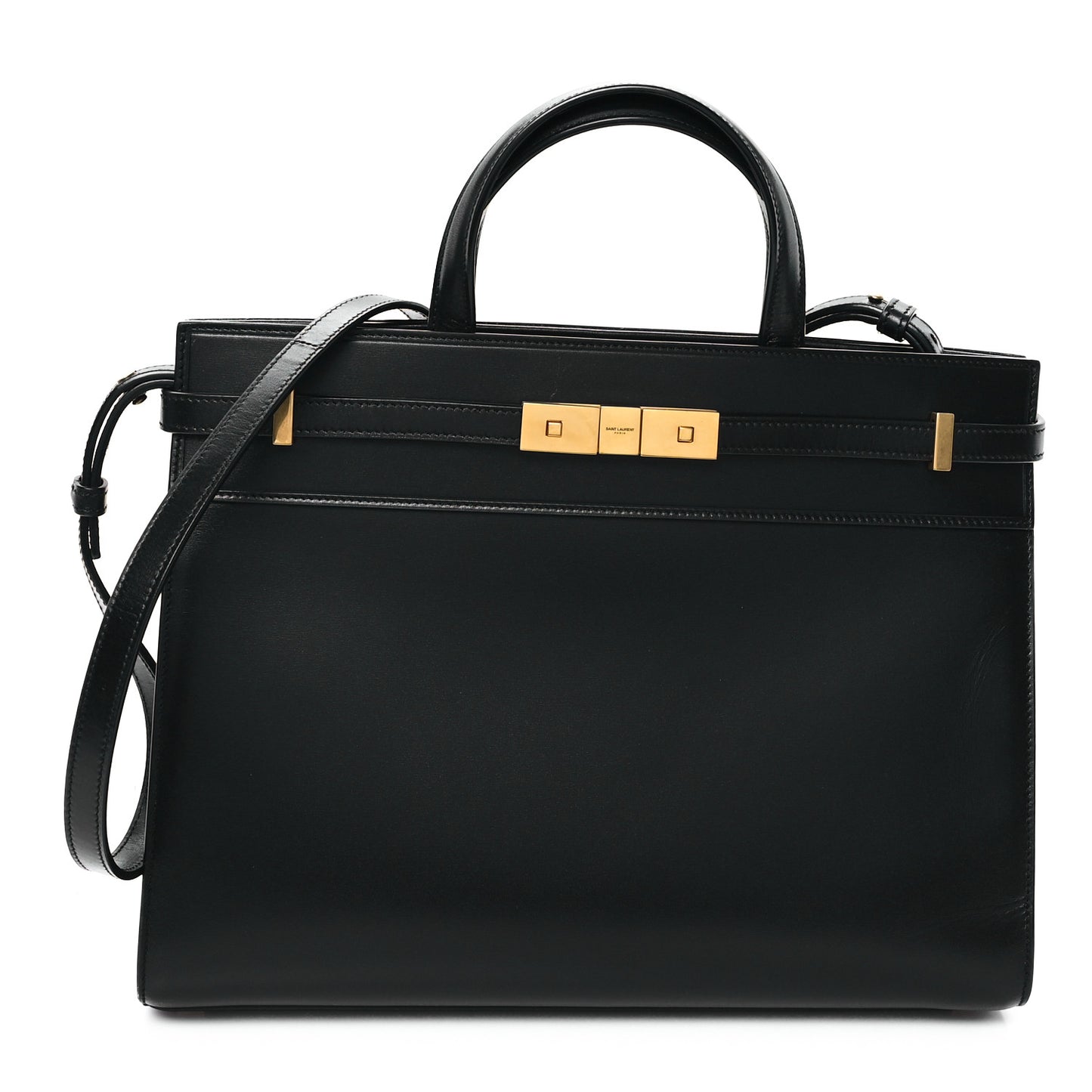 Calfskin Small Manhattan Shopper Tote Black