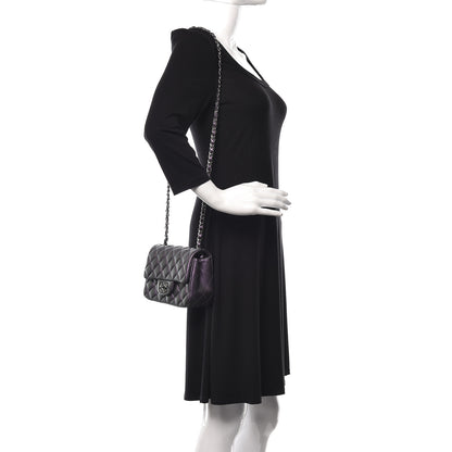 Chanel Iridescent Lambskin Quilted Mini Square Flap Dark Purple 2 of 11