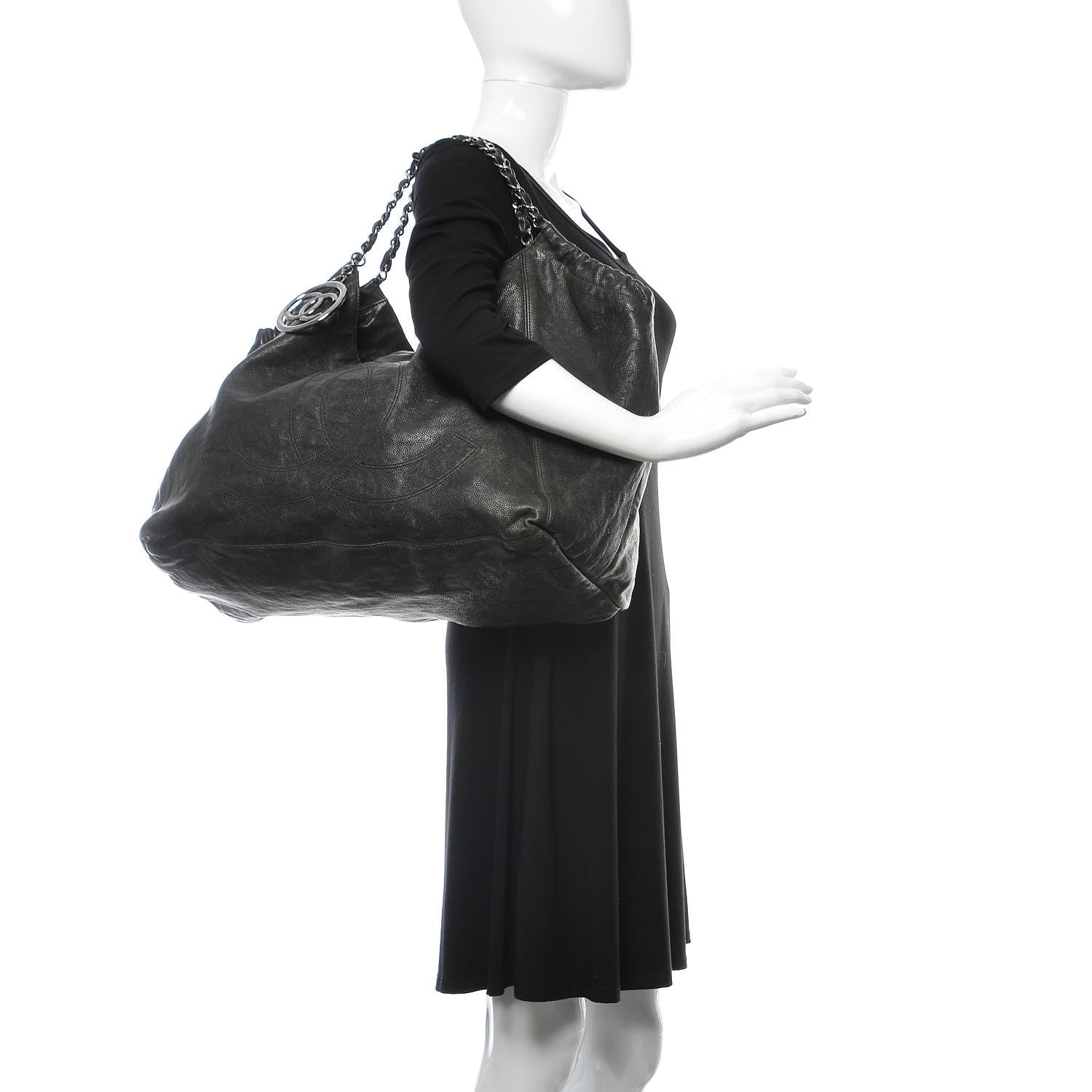 Chanel Distressed Caviar XL Coco Cabas Black 2 of 18