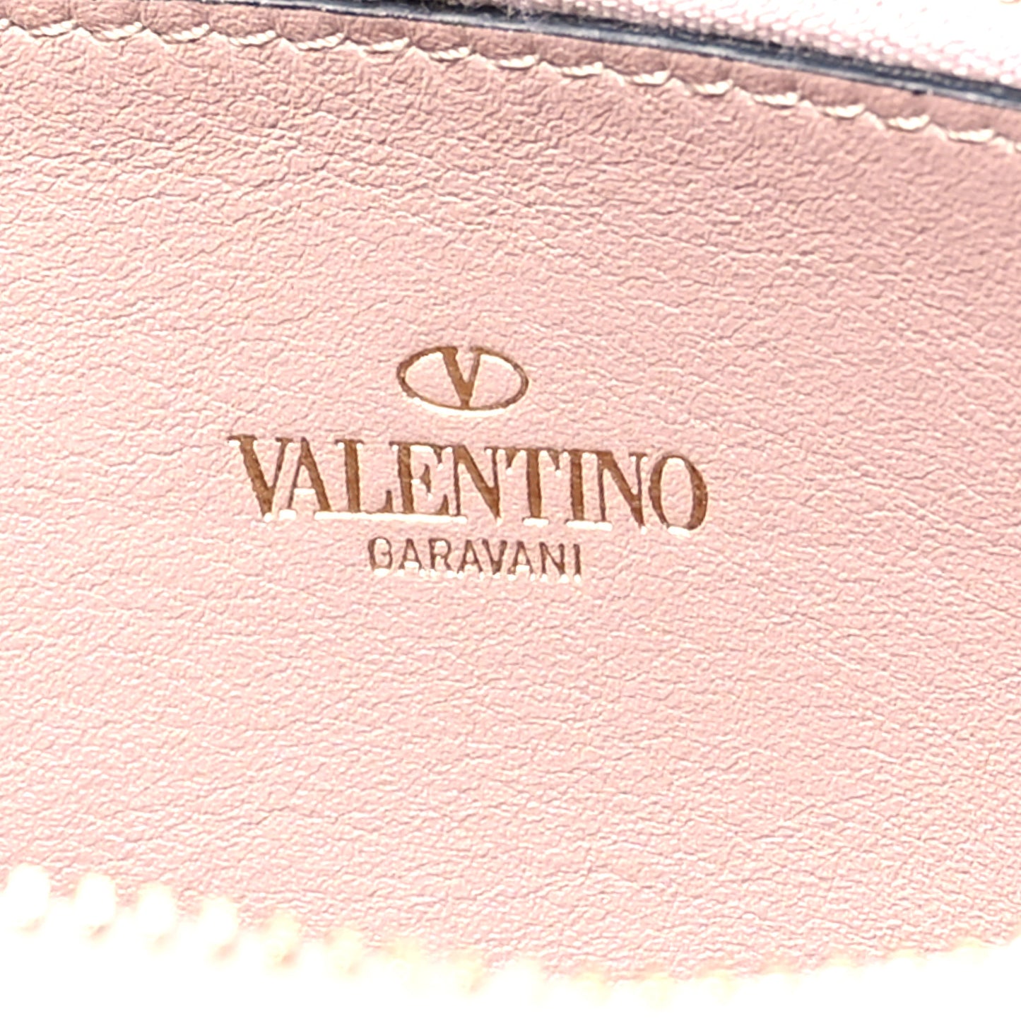 Calfskin Rockstud Zip Around Wallet Poudre