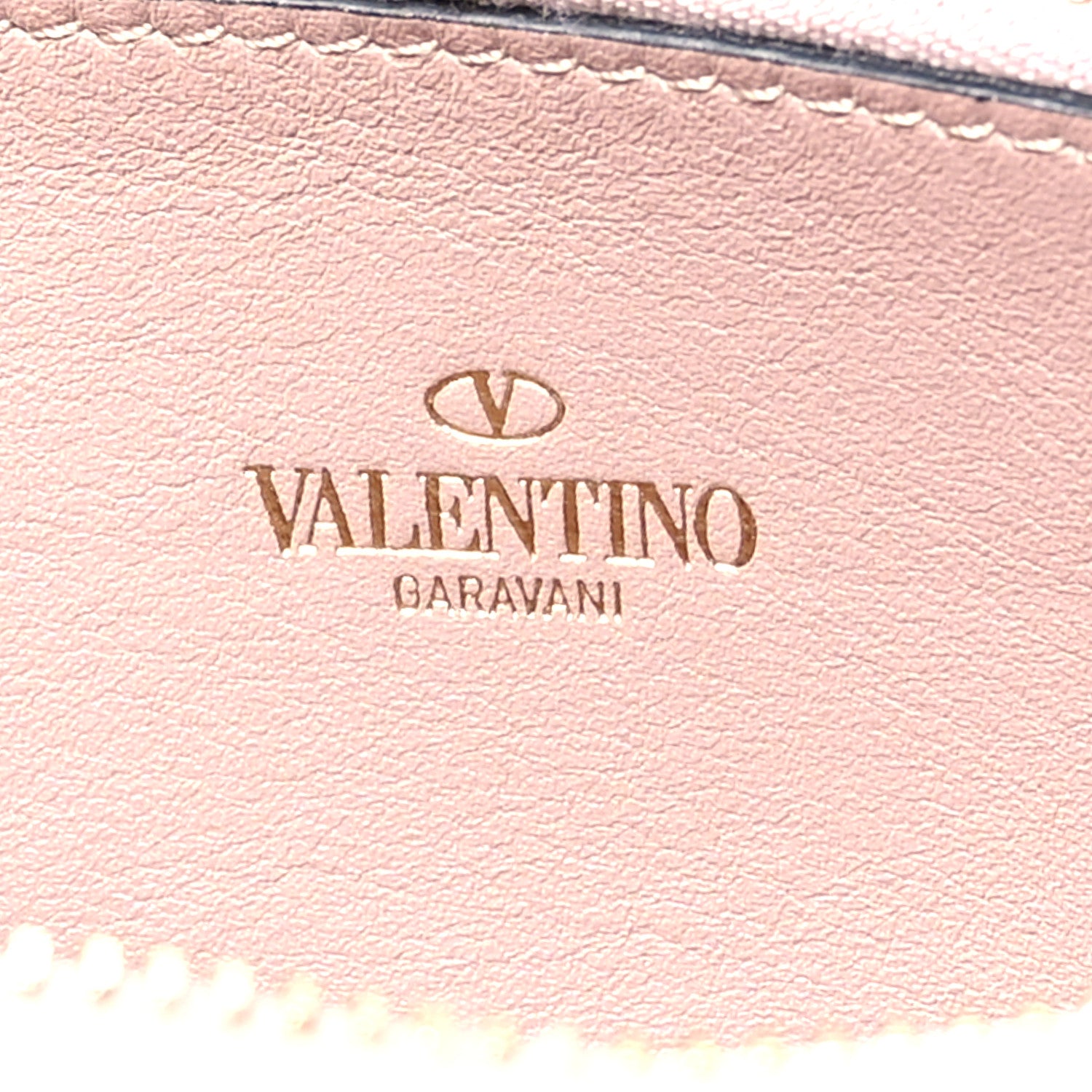 Valentino Garavani Calfskin Rockstud Zip Around Wallet Poudre 6 of 8