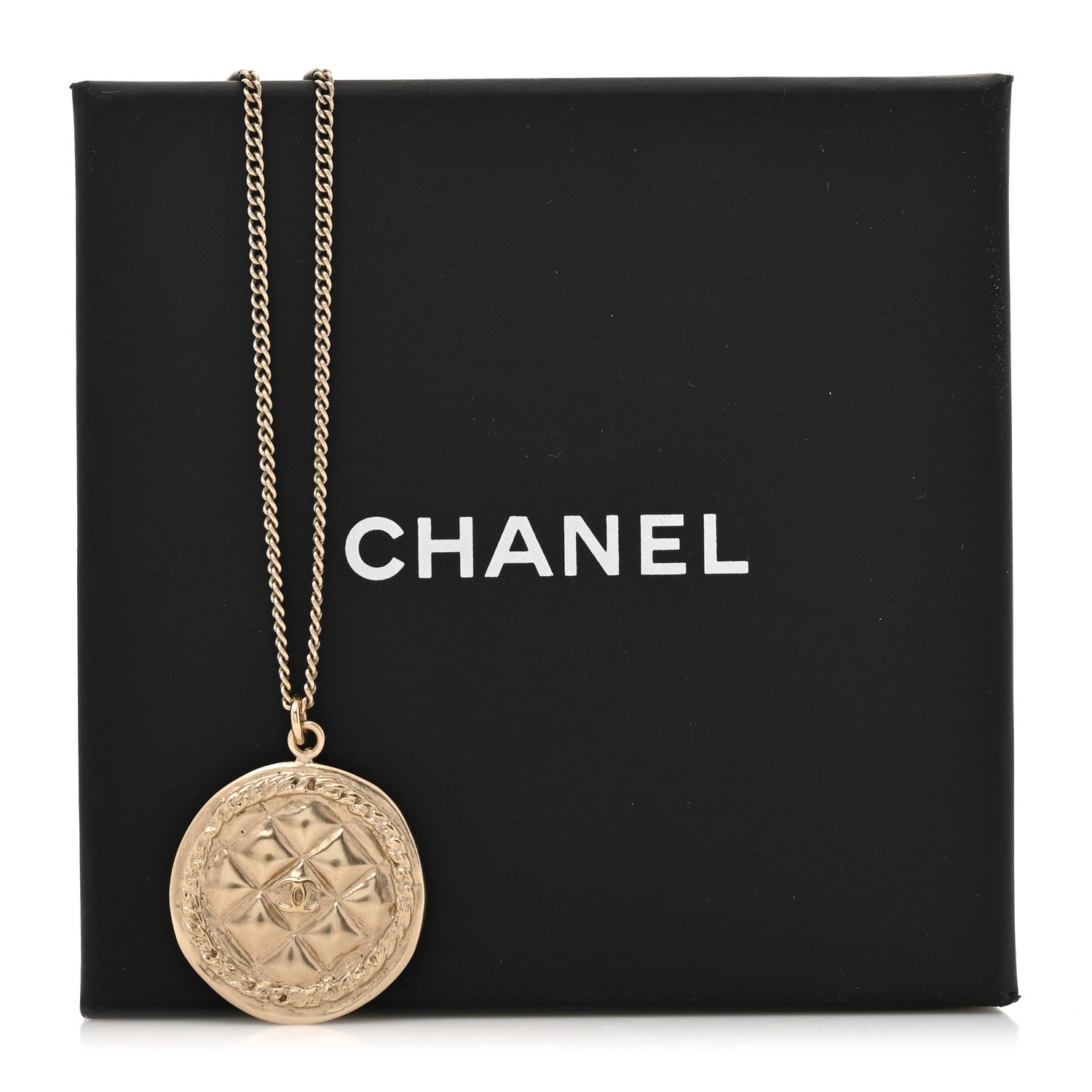 Chanel Quilted CC Pendant Chain Necklace Light Gold 5 of 5