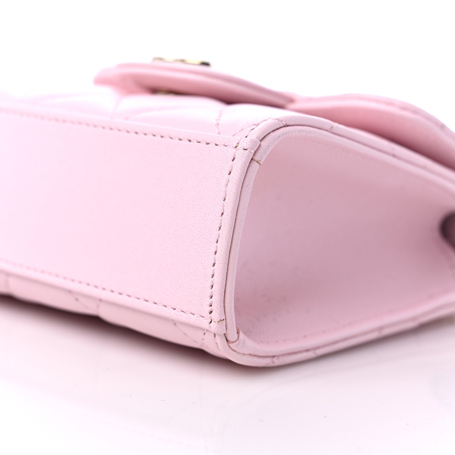 Chanel Lambskin Quilted Top Handle Clutch With Chain Light Pink 10 of 12