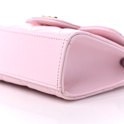 Chanel Lambskin Quilted Top Handle Clutch With Chain Light Pink 10 of 12
