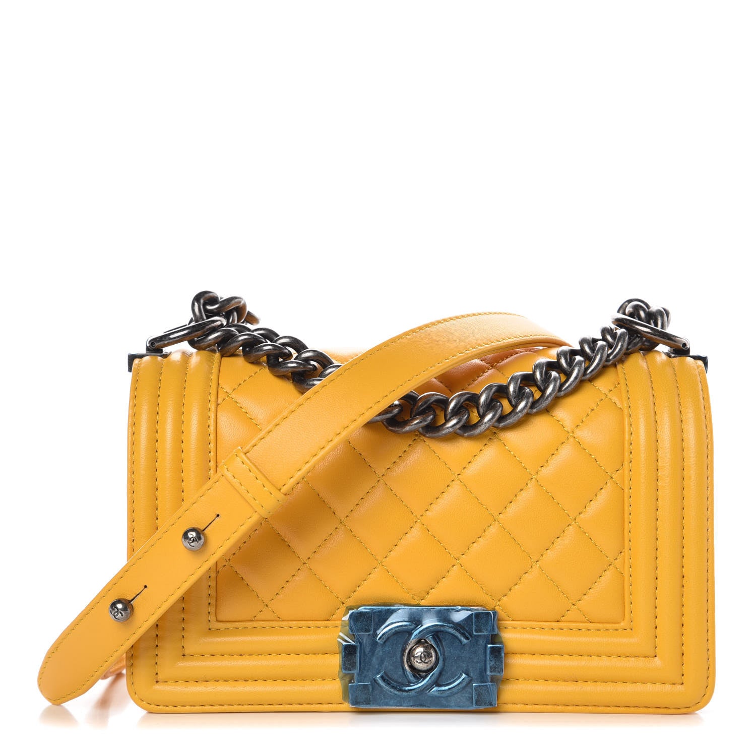 Chanel Lambskin Quilted Small Boy Flap Yellow 1 of 7