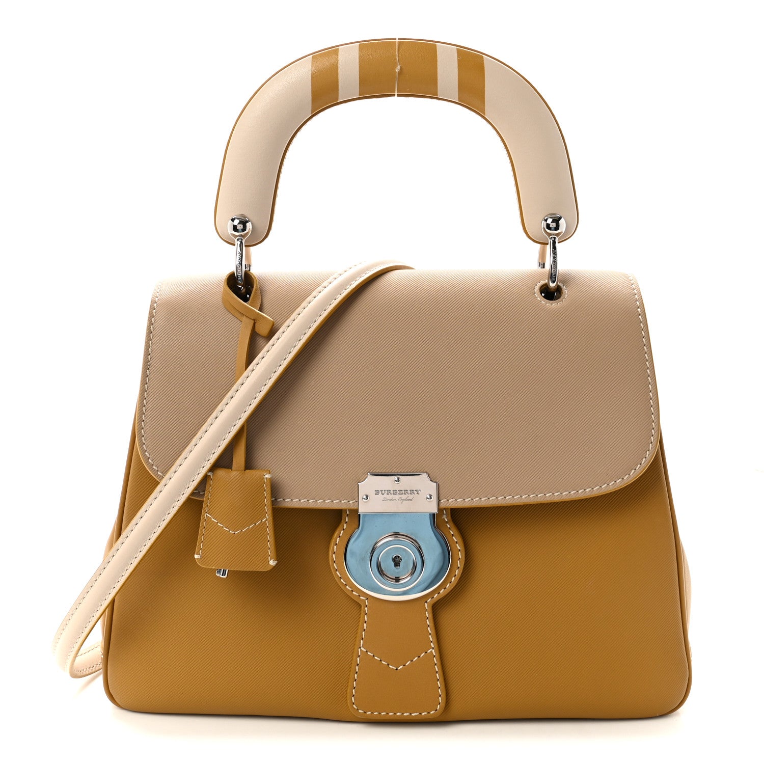 Burberry Trench Calfskin Medium DK88 Top Handle Bag Honey Ochre Yellow 1 of 10