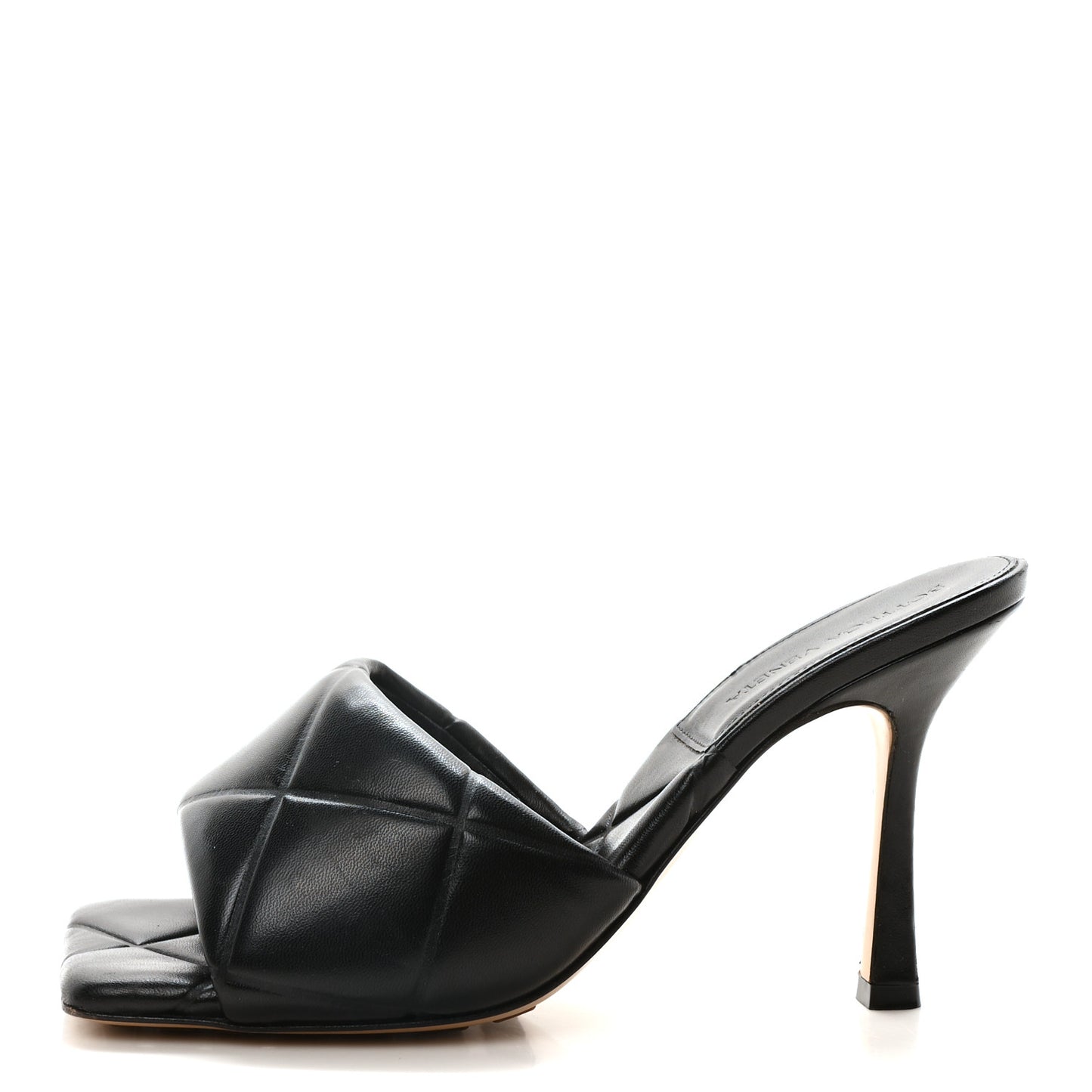 Nappa Quilted Rubber Lido Mule Sandals 38 Black
