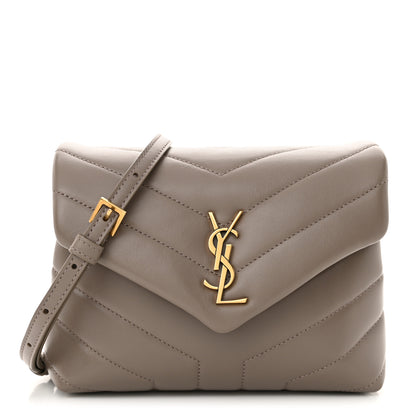 Saint Laurent Calfskin Y Quilted Monogram Toy Loulou Crossbody Bag Greyish Brown 1 of 11
