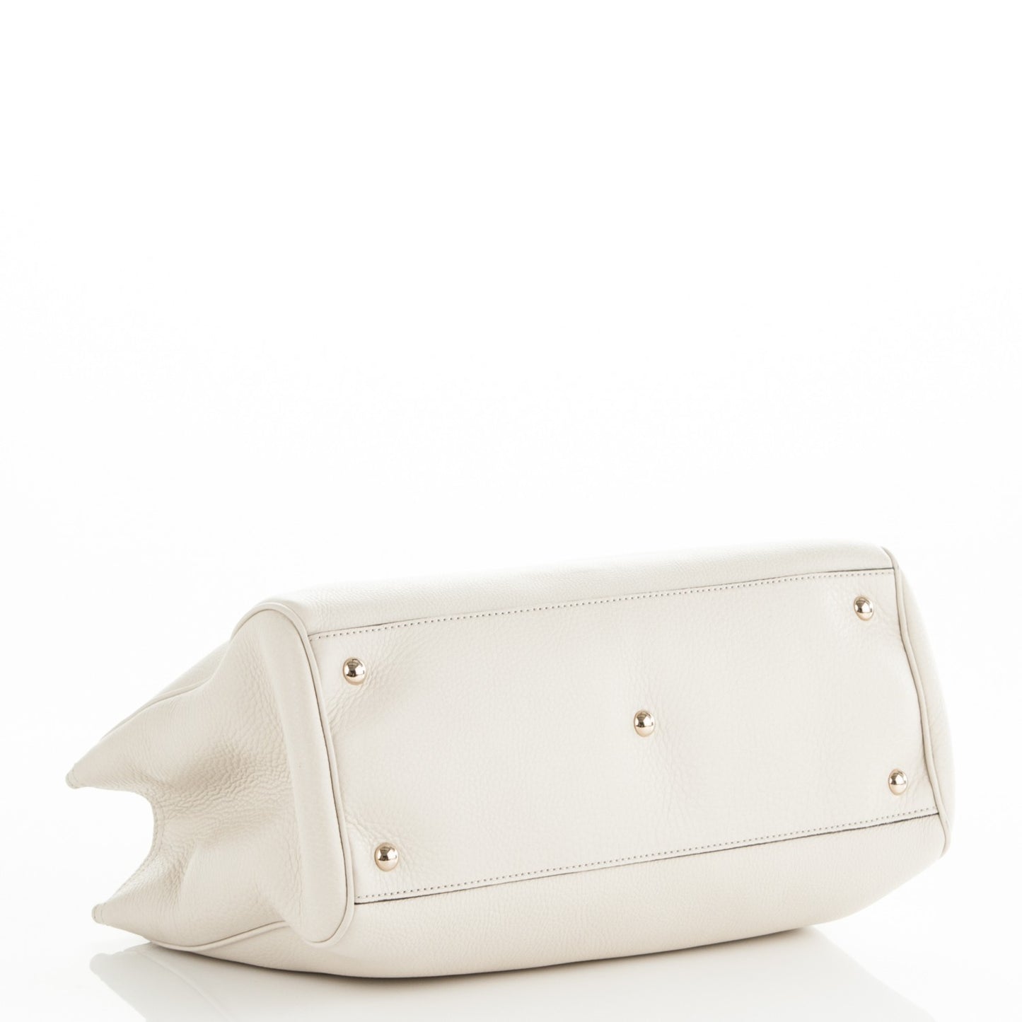 Pebbled Calfskin Medium Bamboo Shopper Tote Off White