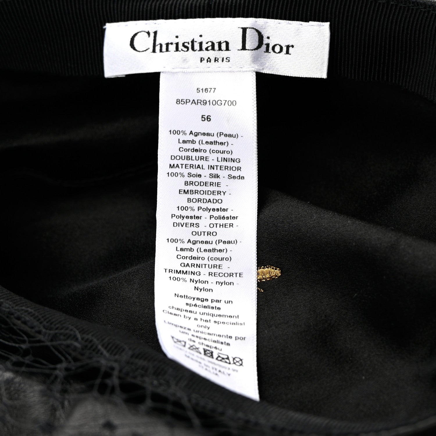 Christian Dior Lambskin Arty Beret Cap with Veil 56 Black 8 of 11