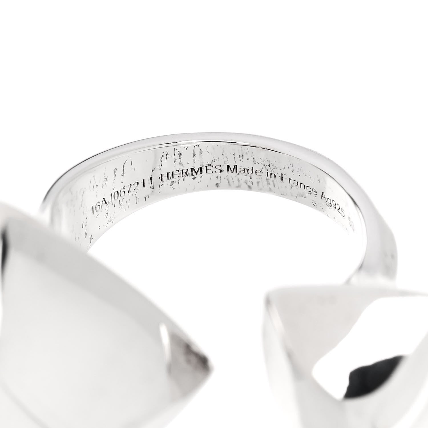 Hermes Sterling Silver Collier De Chien Rock Ring 53 6.5 5 of 6