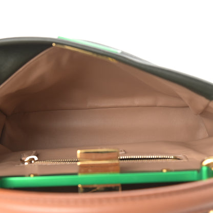 Fendi Nappa Colorblock Mini Peekaboo Iconic Satchel Oliva Vacchetta Powder Pink 6 of 14