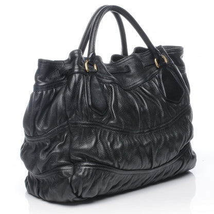 Prada Leather Gaufre Drawstring XL Nero Black 3 of 7