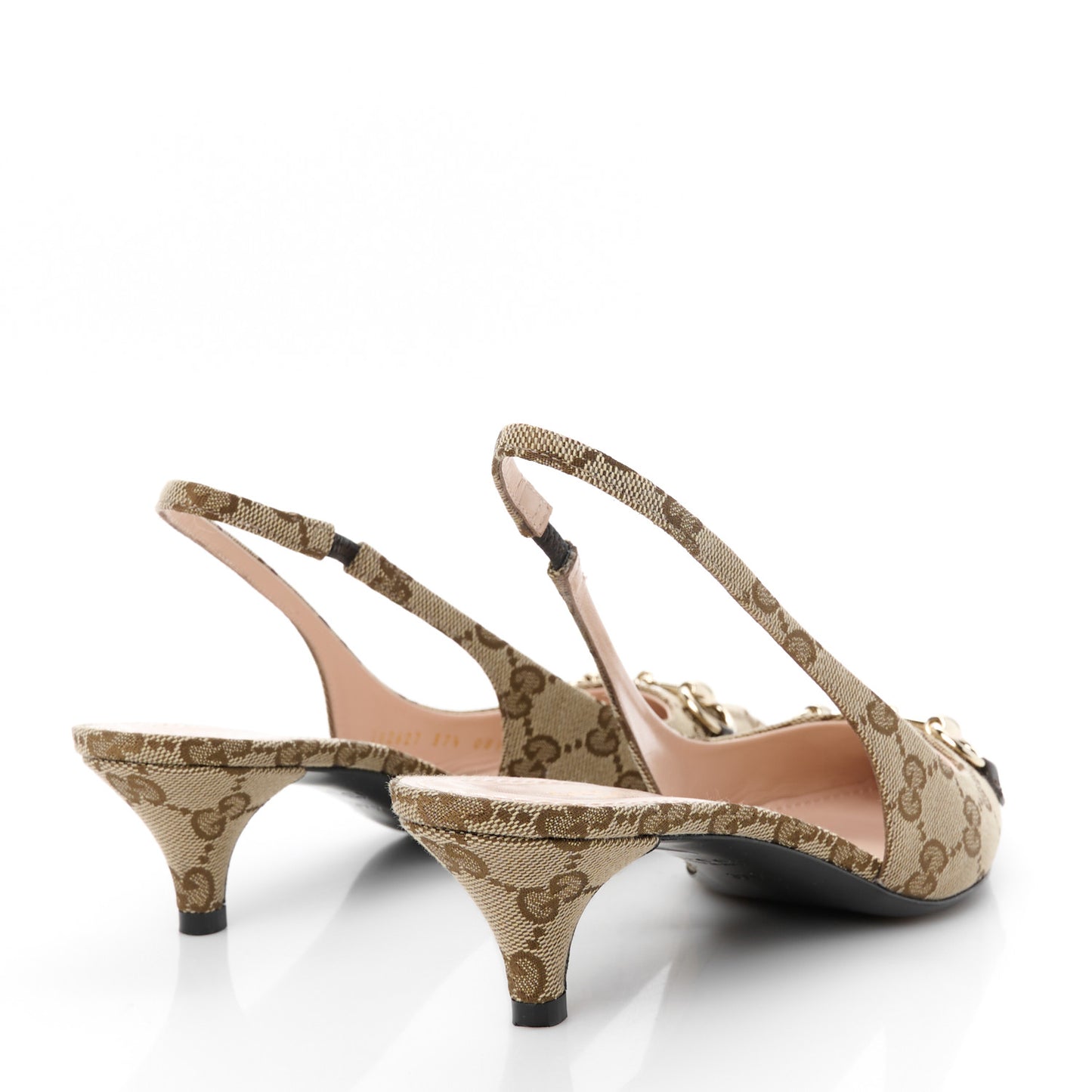 Monogram Horsebit 35mm Slingback Pumps 39 Beige Ebony Cocoa 37.5 Beige Ebony Cocoa