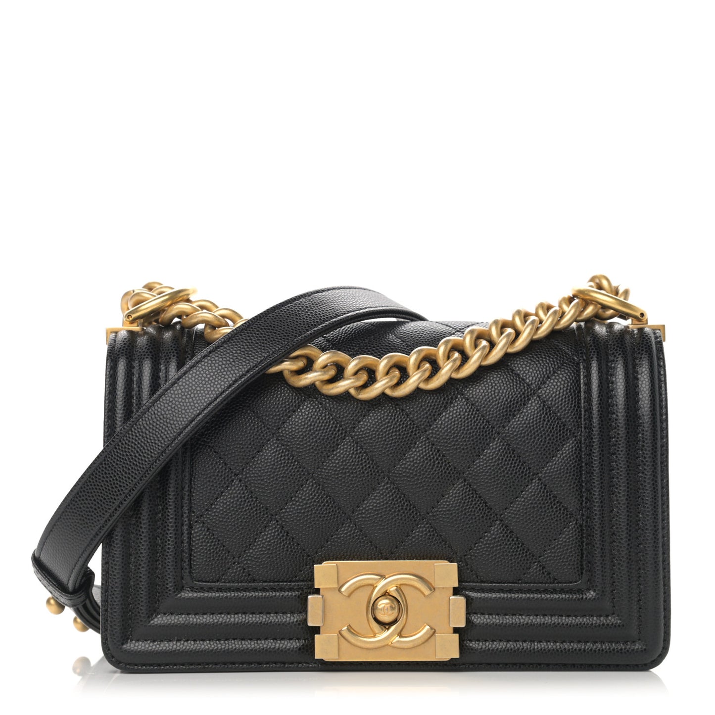 Caviar Quilted Small Boy Flap Black