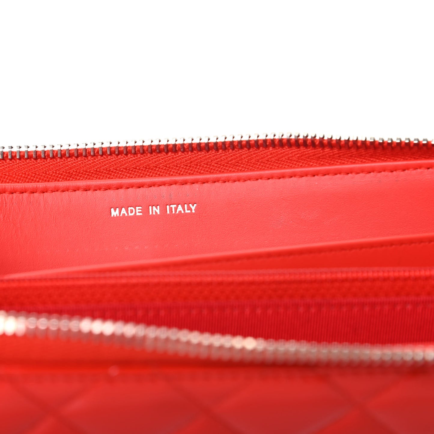 Patent Quilted Zip Wallet Red