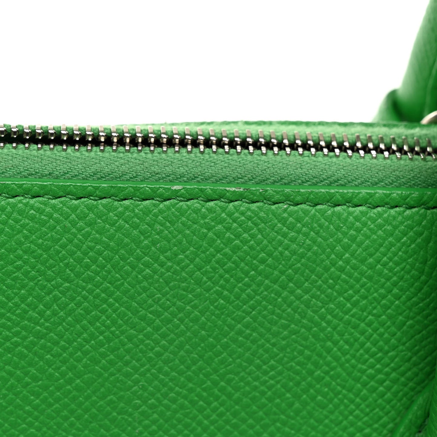 Signature Grained Calfskin Logo M Ville Top Handle Bag Green