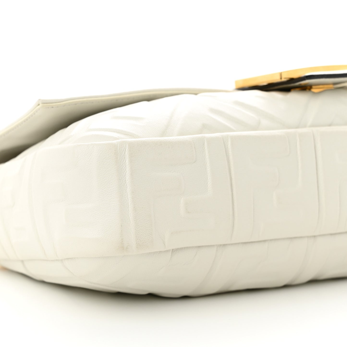 Nappa FF 1974 Embossed Large Baguette White
