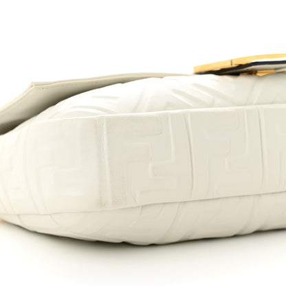 Fendi Nappa FF 1974 Embossed Large Baguette White 8 of 12