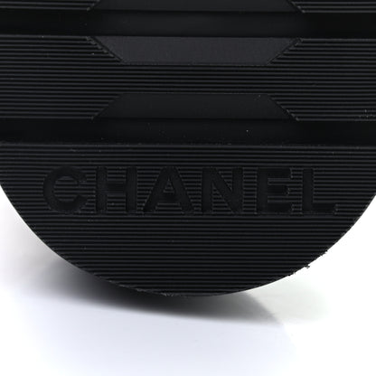 Chanel Shiny Lambskin Quilted Lace Up Combat Boots 35 Beige Black 6 of 8
