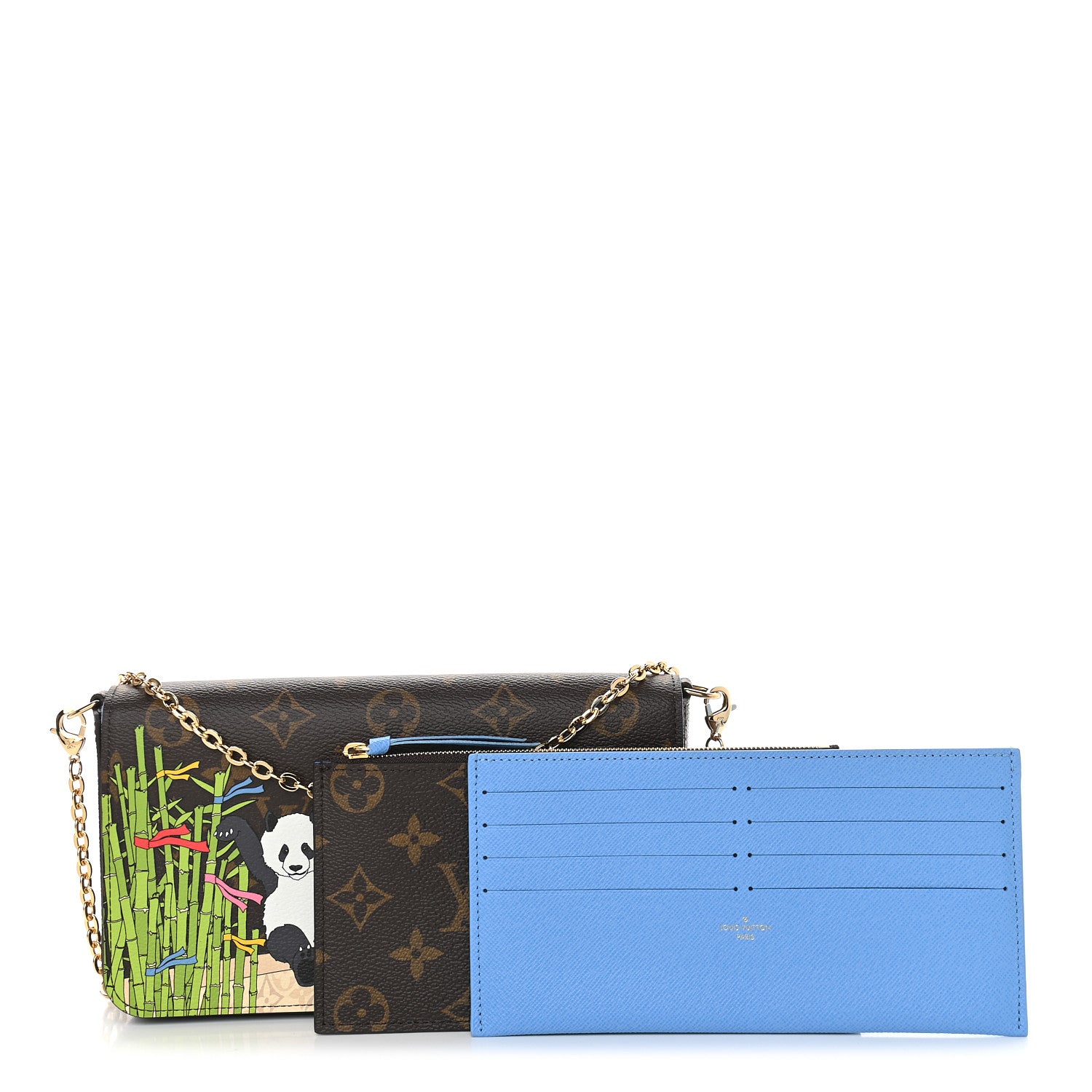 Louis Vuitton Monogram 2021 Christmas Animation China Wall Pochette Felicie Chain Wallet Myosotis Blue 1 of 9