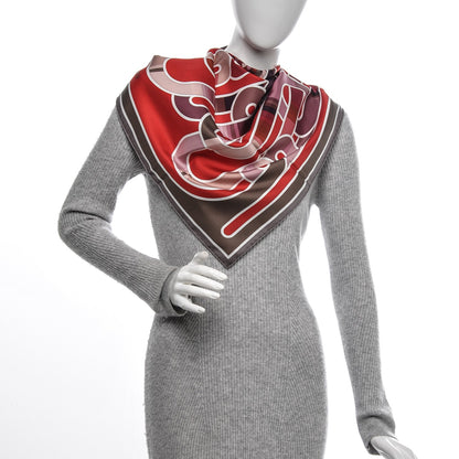 Hermes Silk Melodie Chromatique 90 Rouge Etoupe Rose Antique 2 of 9