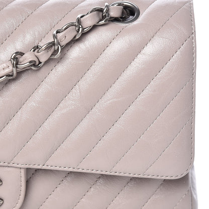 Chanel Calfskin Chevron Quilted Medium Double Flap Grey 11 of 12