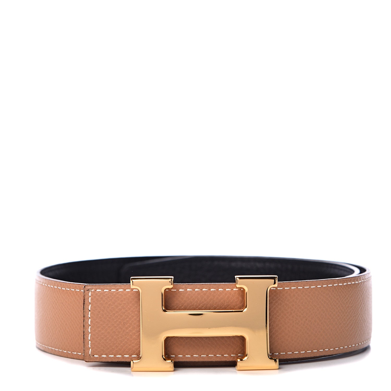 Hermes Togo Courchevel 32mm H Belt 80 Black Gold 1 of 11