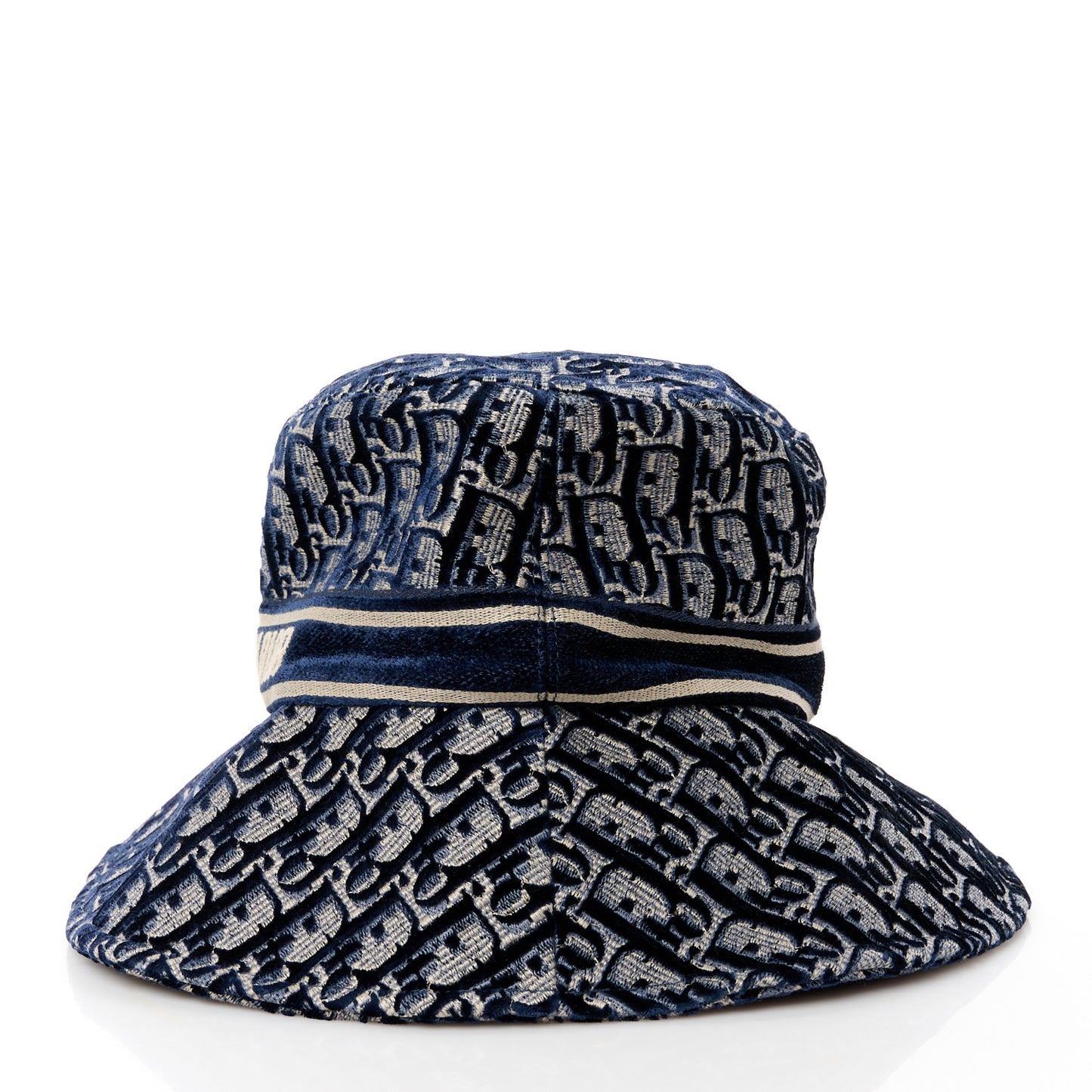 Velvet Oblique Large Brim Bucket Hat 57 Bleu Marine