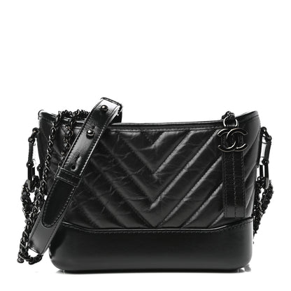 Chanel Aged Calfskin Chevron Quilted Small Gabrielle Hobo So Black 1 of 10