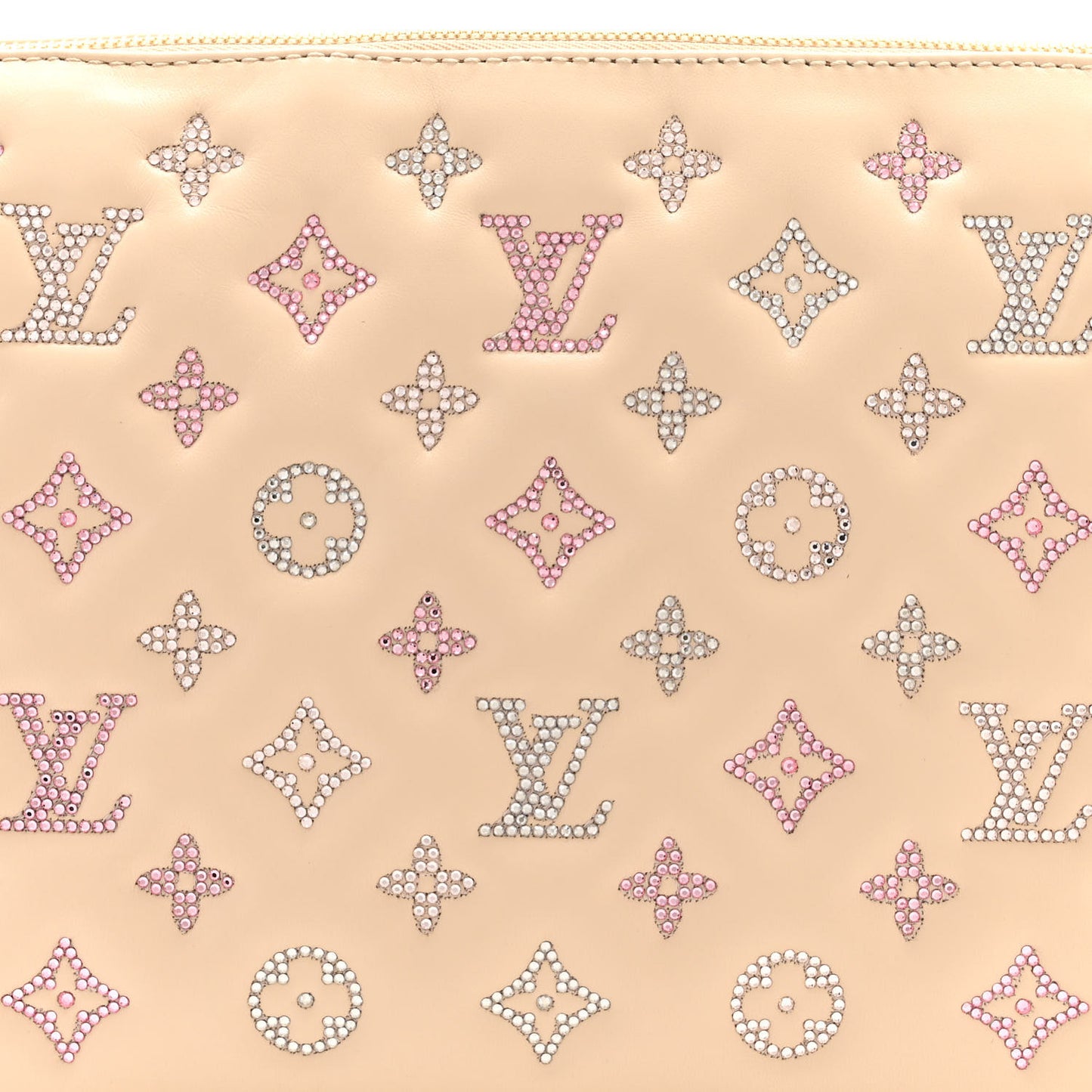 Lambskin Swarovski Crystal Embossed Monogram Coussin PM Nude