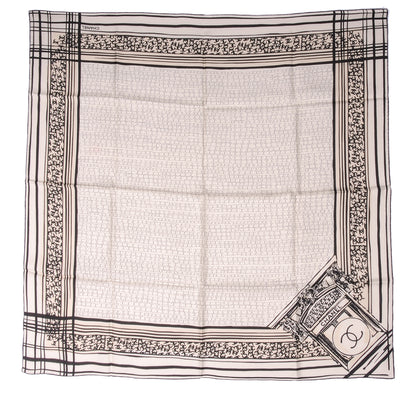 Chanel Silk Scarf CC Logo Cream Black 3 of 5