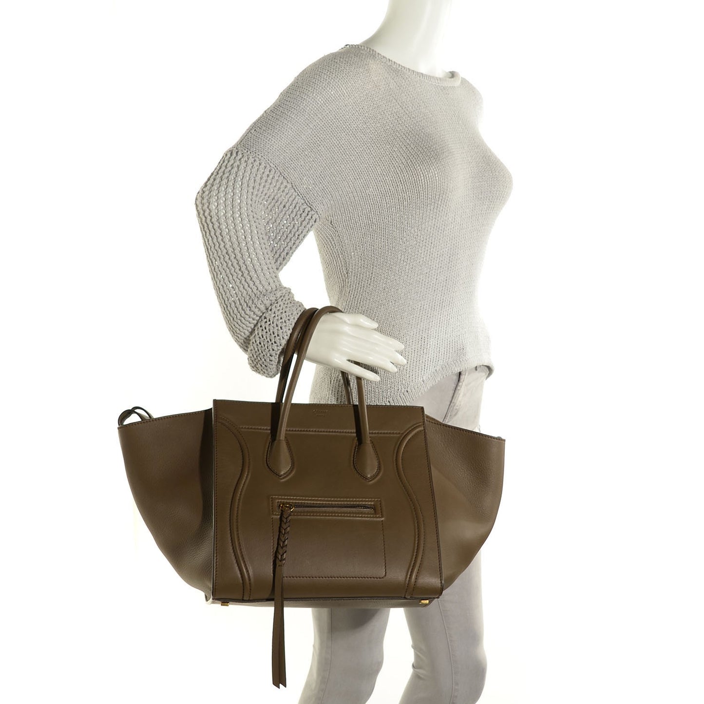 Supple Calfskin Medium Phantom Luggage Khaki