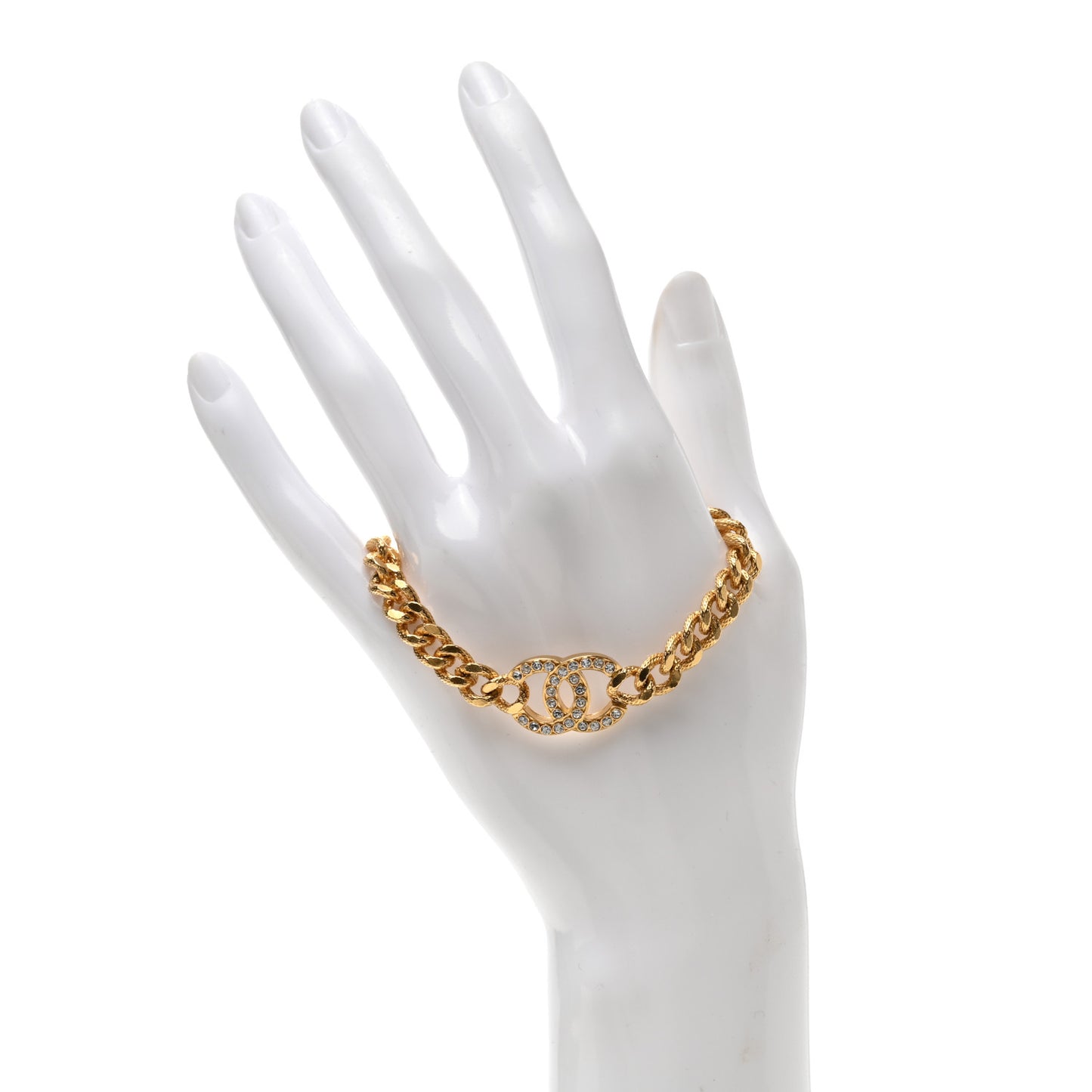 Crystal CC Chain Link Bracelet Gold
