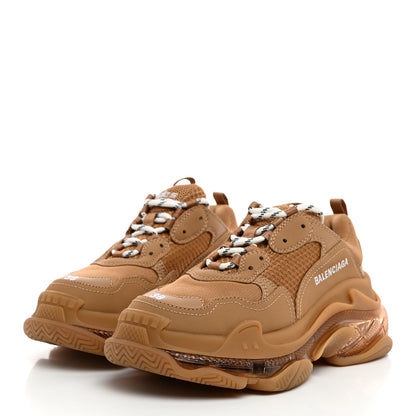 Balenciaga Fabric Mesh Clear Sole Womens Triple S Sneakers 38 Light Camel 3 of 9