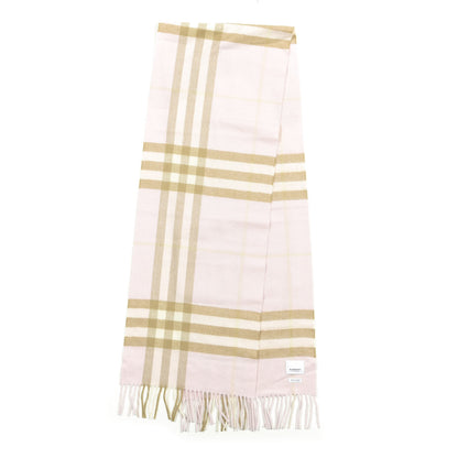 Burberry Cashmere Giant Check Fringe Scarf Pink 2 of 4