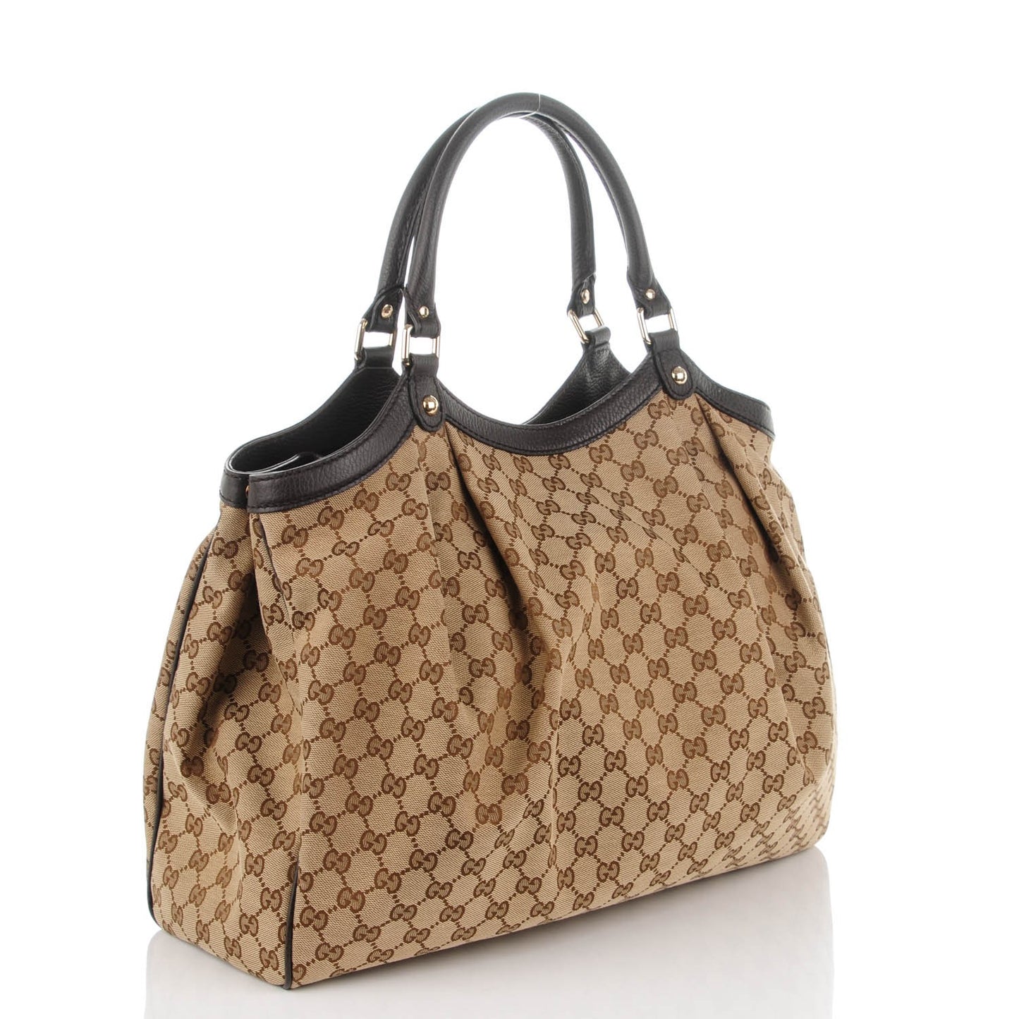 Monogram Dollar Calfskin Large Sukey Tote Beige Ebony Testa di Moro