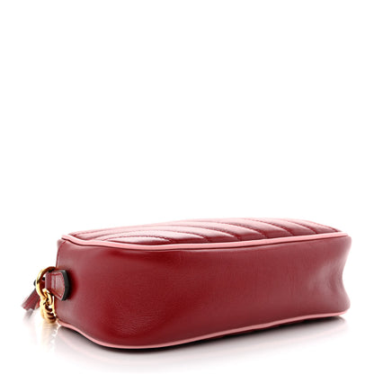 Gucci Azalea Calfskin Matelasse Diagonal Small Enamel GG Marmont Chain Shoulder Bag New Cherry Red Wild Rose 4 of 10