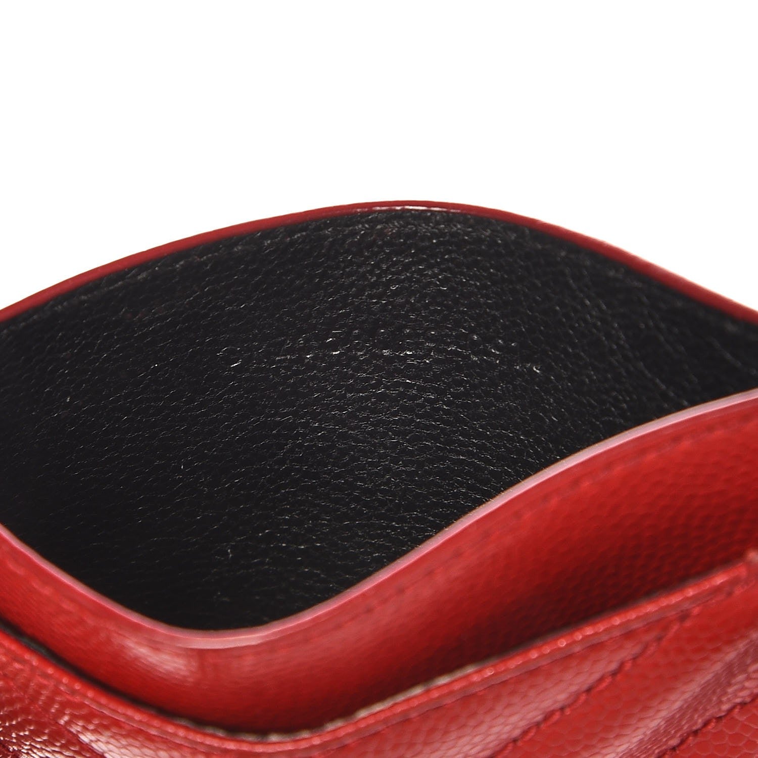 Saint Laurent Grain De Poudre Matelasse Chevron Monogram Credit Card Case Lipstick Red 8 of 8