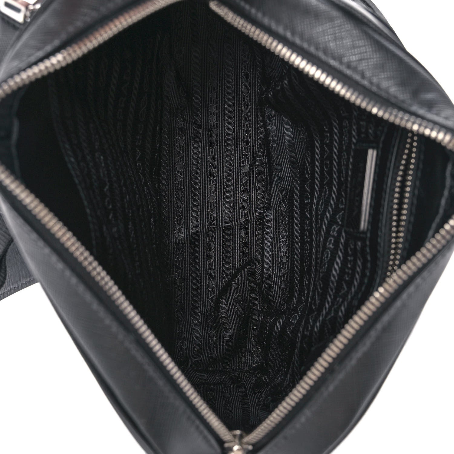 Prada Saffiano Zip Crossbody Bag Black 4 of 9