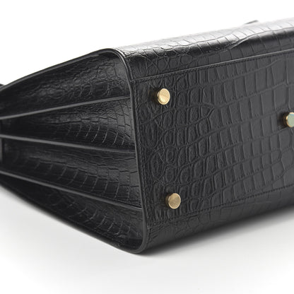 Saint Laurent Calfskin Crocodile Embossed Small Sac de Jour Black 6 of 10